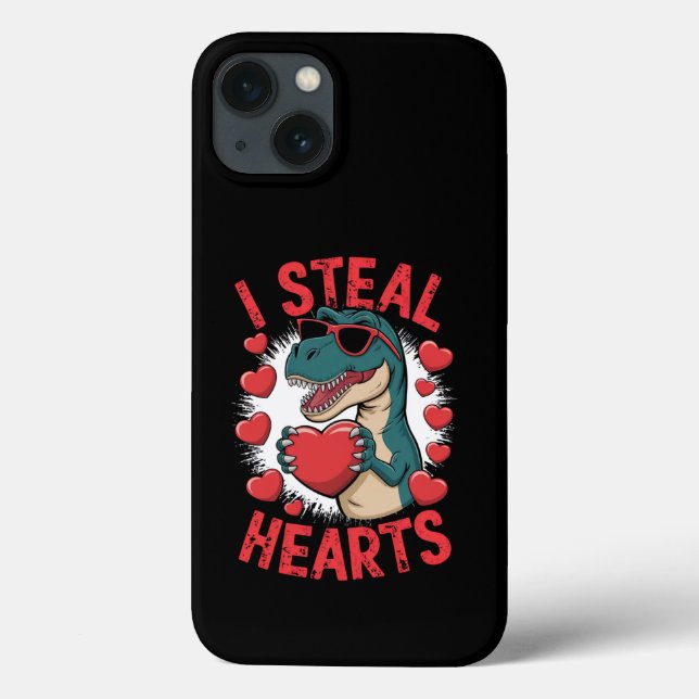 Valentines Day Dinosaur I Steal Hearts Love T rex Case-Mate iPhone Case (Back)