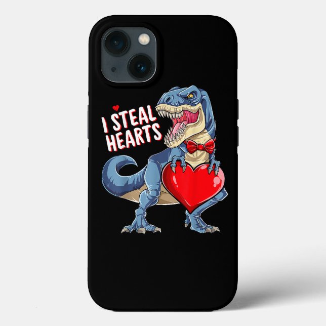 Valentines Day Dinosaur I Steal Hearts T rex Boys  Case-Mate iPhone Case (Back)