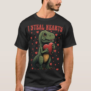 Valentines Day Dinosaur I Steal Hearts Trex Lover T-Shirt