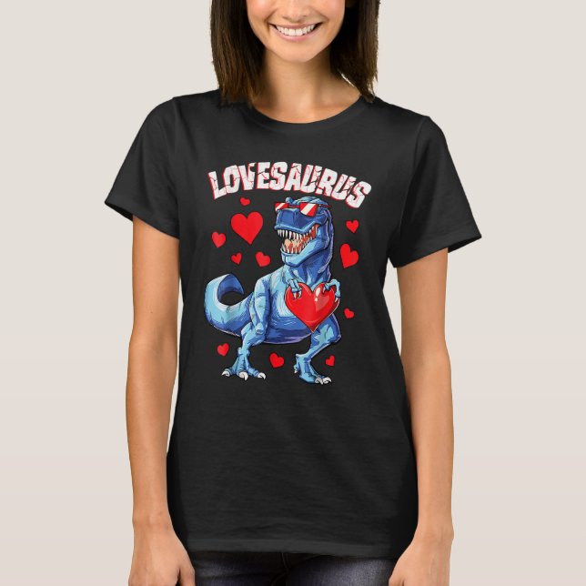 Valentines Day Dinosaur Lovesaurus rex Boys Men Ki T-Shirt (Front)