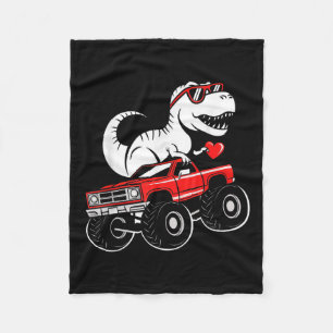 Valentines Day Dinosaur Monster Truck Boys Kids To Fleece Blanket
