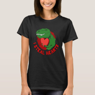 Valentines Day Dinosaur rex I Steal Hearts Boys K T-Shirt