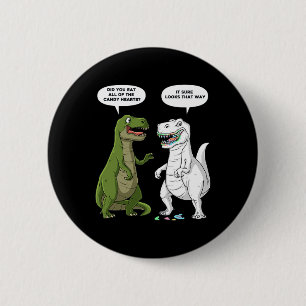 Valentines Day Dinosaur T Rex Fun Hearts Girls Boy 2 Inch Round Button