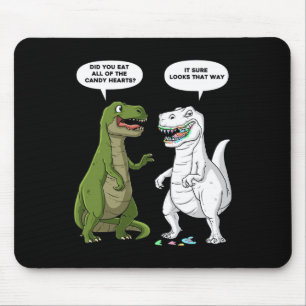 Valentines Day Dinosaur T Rex Fun Hearts Girls Boy Mouse Pad