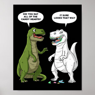 Valentines Day Dinosaur T Rex Fun Hearts Girls Boy Poster