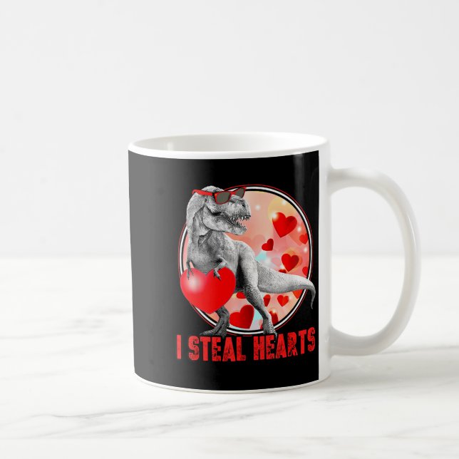 Valentines Day Dinosaur T Rex I Steal Hearts Funny Coffee Mug (Right)