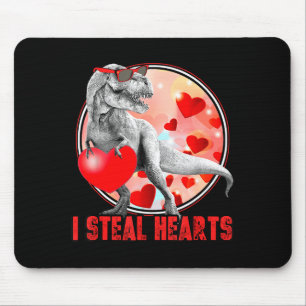 Valentines Day Dinosaur T Rex I Steal Hearts Funny Mouse Pad