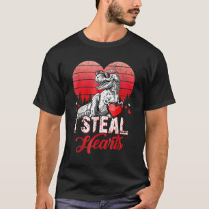 Valentines Day Dinosaur T rex Lover I Steal Hearts T-Shirt