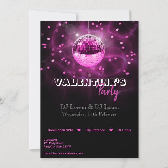 Valentine's Day Disco Ball - Invitation de fête (Devant)