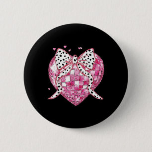 Valentines Day Disco Heart Coquette Bow Gifts For 2 Inch Round Button