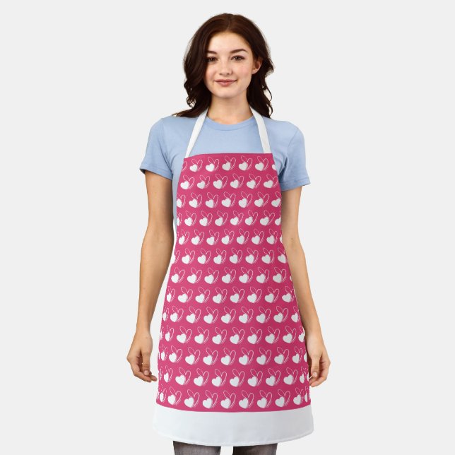 Valentine's Day Distorted Tilted Hearts Apron (Worn)