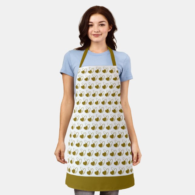 Valentine's Day Distorted Tilted Hearts Apron (Worn)