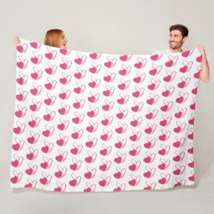 Valentine's Day Distorted Tilted Hearts Fleece Blanket