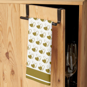 Valentine's Day Distorted Tilted Hearts Kitchen Towel