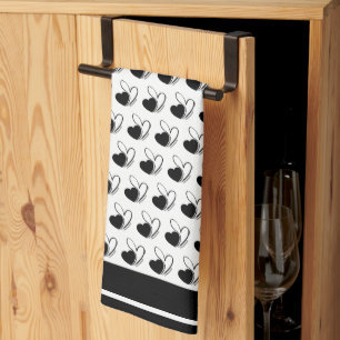 Valentine's Day Distorted Tilted Hearts Kitchen Towel