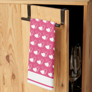 Valentine's Day Distorted Tilted Hearts Kitchen Towel