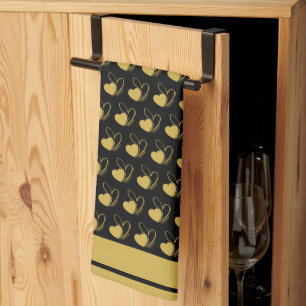 Valentine's Day Distorted Tilted Hearts Kitchen Towel