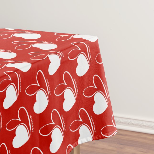 Valentine's Day Distorted Tilted Hearts Tablecloth (In Situ)