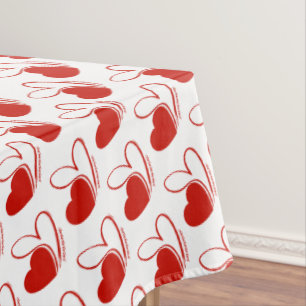 Valentine's Day Distorted Tilted Hearts Tablecloth
