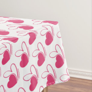 Valentine's Day Distorted Tilted Hearts Tablecloth