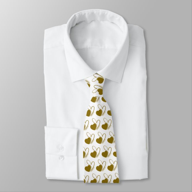 Valentine's Day Distorted Tilted Hearts Tie (Tied)