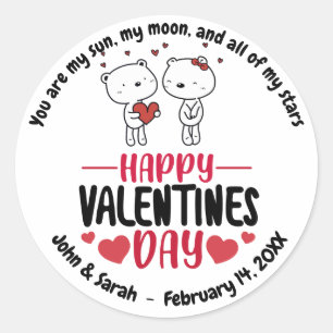 Valentine's Day Dog Love Heart Classic Round Sticker