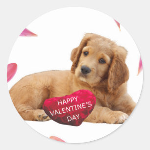 Valentine's Day Dog Photo Classic Round Sticker