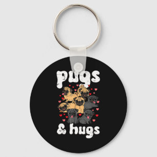 Valentines Day Dog Pug And Hugs Cute Puppy Men Wom Keychain