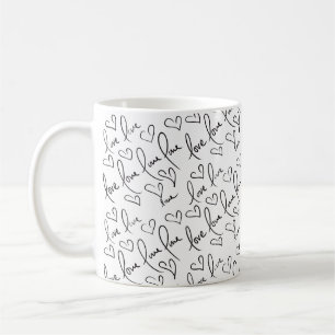 Valentines Day Doodles Black Handwriting  Coffee Mug
