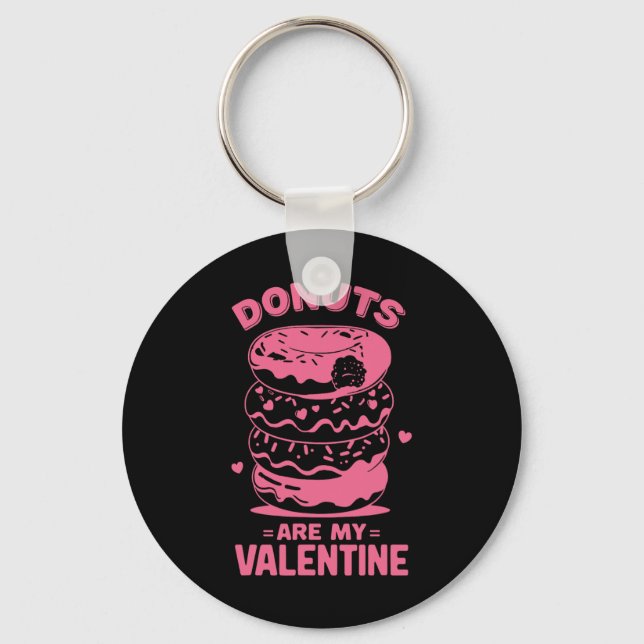 Valentine's Day Doughnut Tee Sweet Candy Doughnut  Keychain (Front)