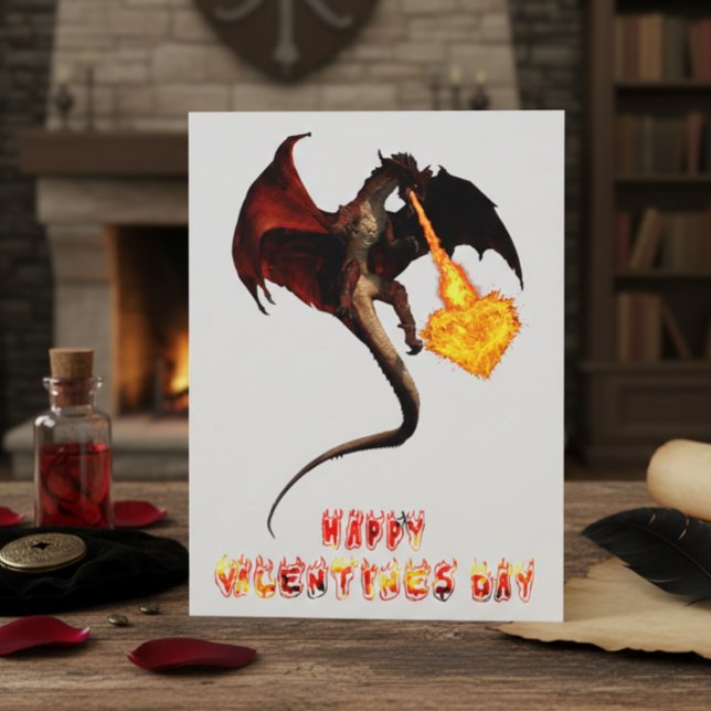 Valentine's Day Dragon Flame Heart Postcard (Creator Uploaded)