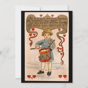 Valentine's Day Drummer Boy Vintage Holiday Card