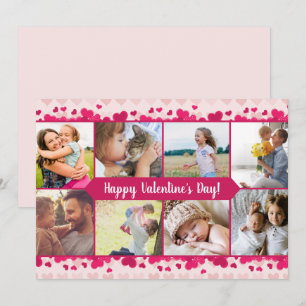 Valentine's Day Eight Photo Collage with Hearts Holiday Card