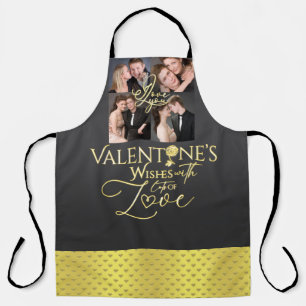 Valentine's Day Elegant Gold Photo Collage  Apron