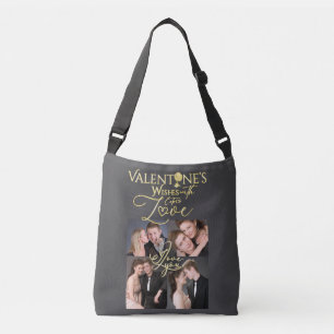 Valentine's Day Elegant Gold Photo Collage Crossbody Bag