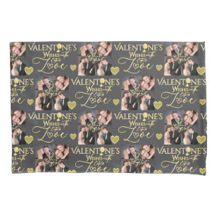 Valentine's Day Elegant Gold Photo Collage  Pillowcase