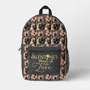 Valentine's Day Elegant Gold Photo Collage Printed Backpack