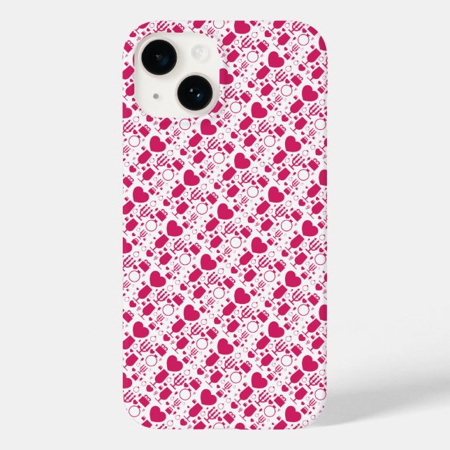 Valentines day elements patterns Case-Mate iPhone case (Back)