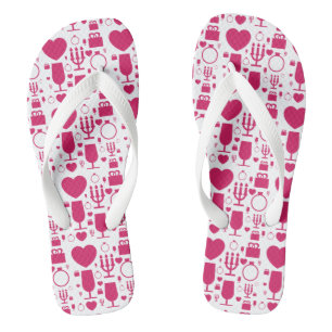 Valentines day elements patterns flip flops