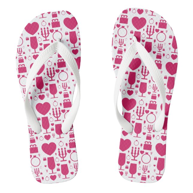 Valentines day elements patterns flip flops (Footbed)