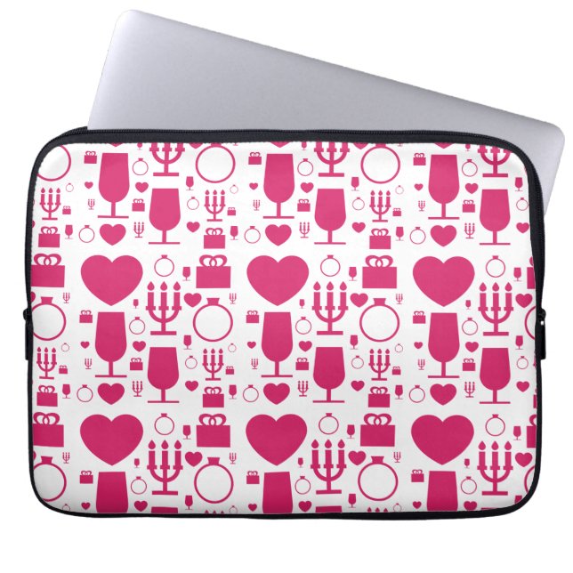 Valentines day elements patterns laptop sleeve (Front)