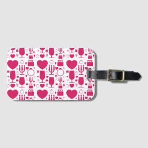 Valentines day elements patterns luggage tag