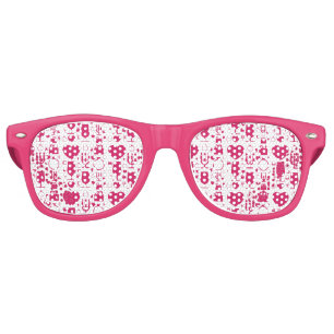 Valentines day elements patterns retro sunglasses