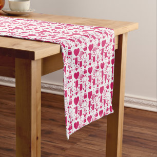 Valentines day elements patterns short table runner