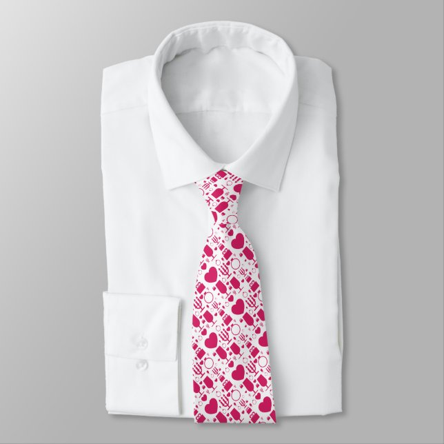 Valentines day elements patterns tie (Tied)