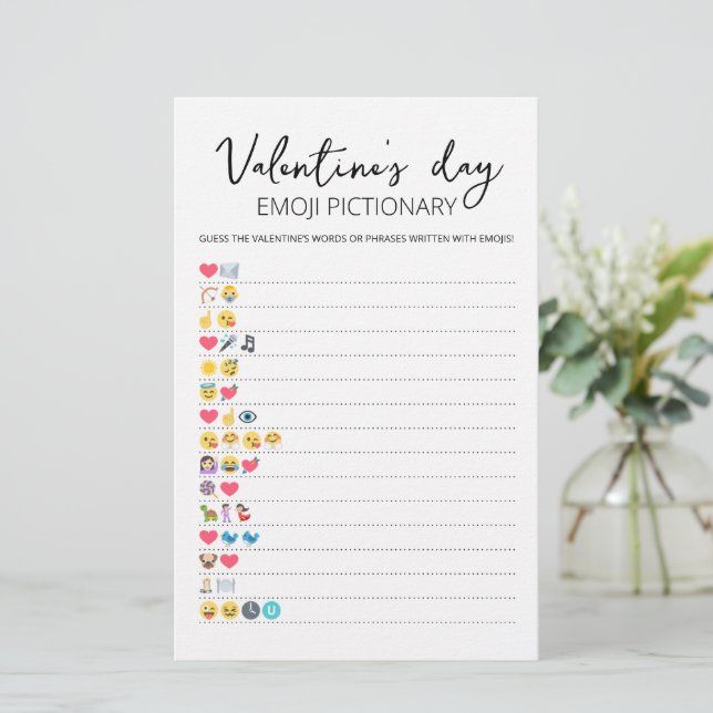 Valentine's day Emoji Pictionary game with Answers (Standing Front)