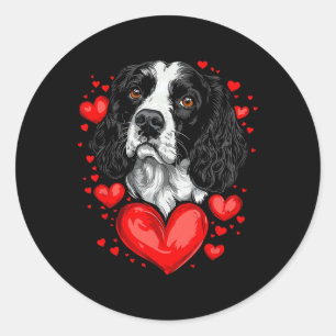 Valentine's Day English Springer Spaniel Classic Round Sticker