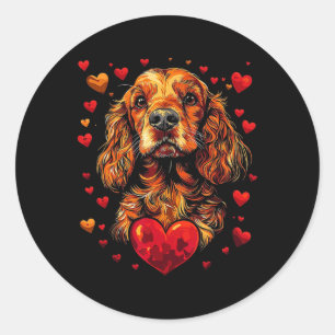 Valentine's Day Er Spaniel Artwork Classic Round Sticker