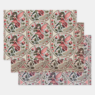 Valentine's day Fairy Valentine Wrapping Paper Sheet