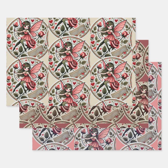 Valentine's day Fairy Valentine                    Wrapping Paper Sheet (Set)